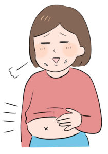 寒い時期に高カロリーの食事をして脂肪がついてしまっている女性のイラスト