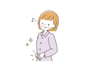 お腹に手を当ててご機嫌な女性のイラスト